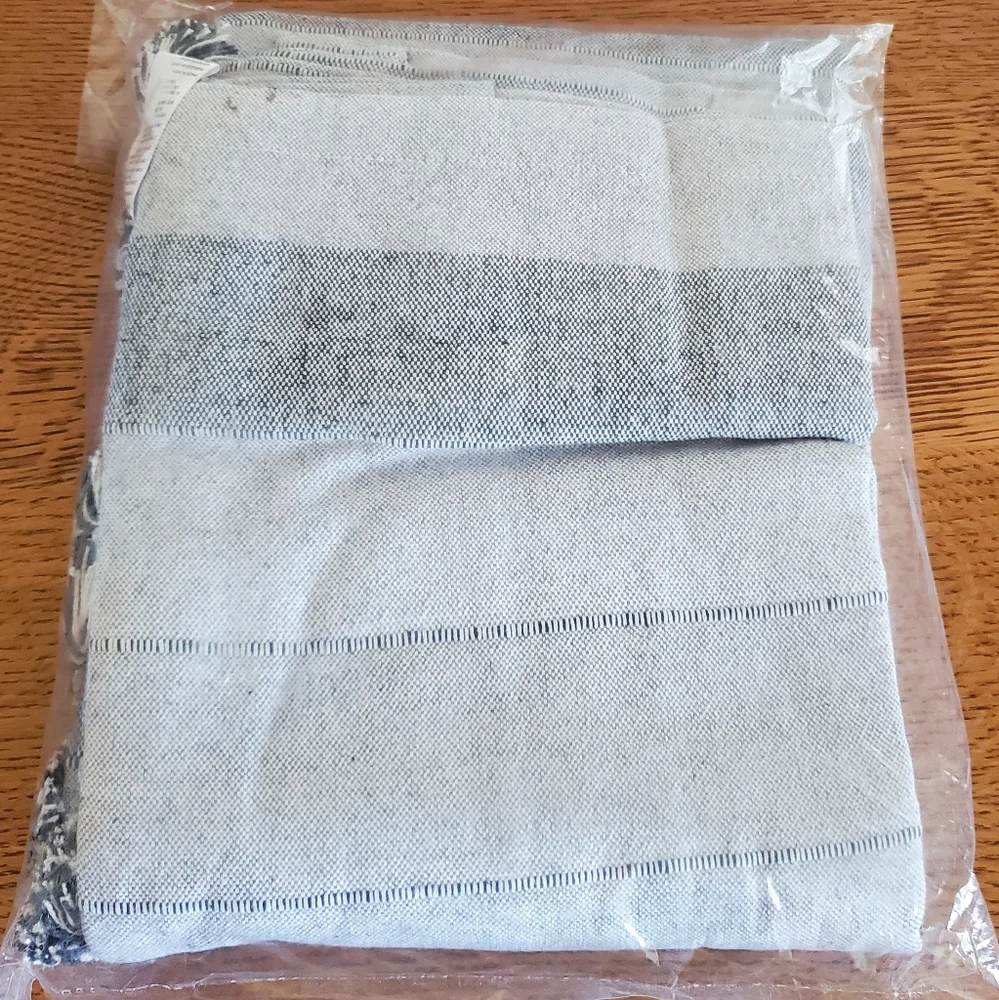 Anthropologie Striped Indie Shower Curtain - grey/blue